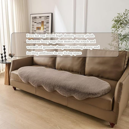 1700GSM Fuzzy Faux Sheepskin Fur Area Rug,Extra Soft Faux Fur Mat,Fluffy Shaggy Fur Rug for Bedroom Living Bedside Rug Room Decor-Taupe, 2 x 3 ft