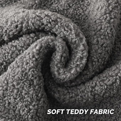 FUTEI Dark Grey Throw Pillow Covers 20x20 Inch Set of 2,Furry Faux Fur Teddy Boucle Textured Cushion Covers,Soft Fluffy Decorative Pillow Case,Home Decor for Couch Bed Living Room Office Car