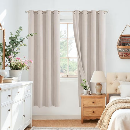 BGment 100% Linen Blackout Curtains 72 Inch Long for Bedroom -Thermal Insulated Blackout Curtains for Living Room/Farmhouse Rustic Netural Lightweight Window Drapes 2 Panels Set, 52 x 72 Inch