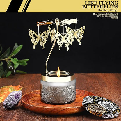 Butterfly Gifts for Women, Rotatable Candle Gifts, Vanilla Cream Scented Candles Anniversary Christmas Thanksgiving, Unique Butterfly Best Girl, Friends,Mom, Gray