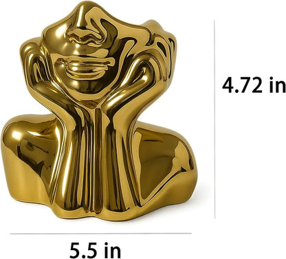 Face Vase Unique Ceramic Vase for Room,Office,Home Decor,Gold,Set
