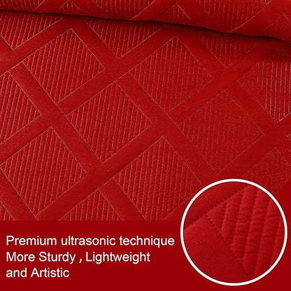 Exclusivo Mezcla King Quilt Set- Red Quilts Bedding Set with 2 Pillow Shams, Modern King Bedspread with Striped Pattern, Soft Lightweight Bedspreads Coverlets for All Seasons
