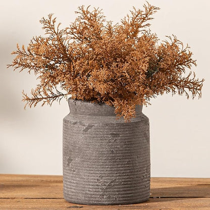 Ceramic Flower Vase 6.5 inch Farmhouse Rustic Vase for Home Decor Handcrafted Pottery Vase Small Terracotta Vases for Dining Table Fireplace Living Room Bathroom Wedding Centerpiece (02-Dark Brown)