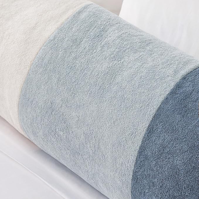 Kevin Textile 14x36 Inch Long Lumbar Cover 1 Pack Three-Colour Patchwork Soft Textured Waterproof Rectangle Cushion Elegant Accent Pillows for Couch Sofa Chair Bed Home Decor Indoor Outdoor Blue
