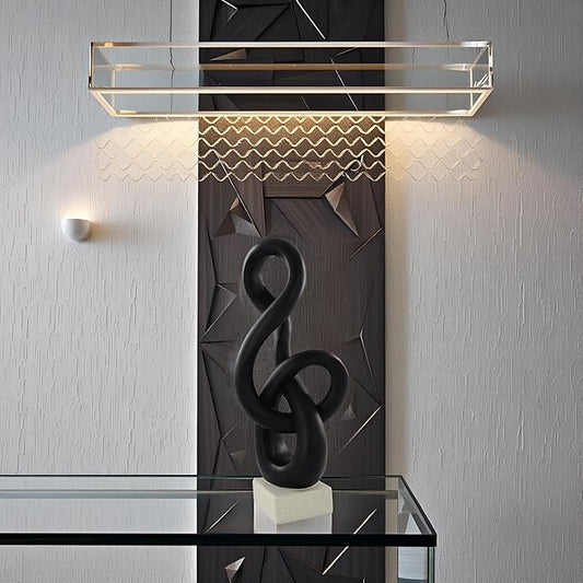 16" Modern Abstract Ribbon Decorative Sculpture, Knot Sculptures,Home Decor,Coffee Table Statues,Dining Living Room Desk Decor（Black）