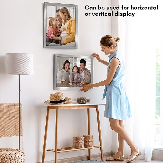 Americanflat 16x20 Picture Frame with Polished Plexiglass - Silver Photo Frame - Wide Picture Frames Made of Engineered Wood for Vertical or Horizontal Wall Display - Epic Collection - Silver