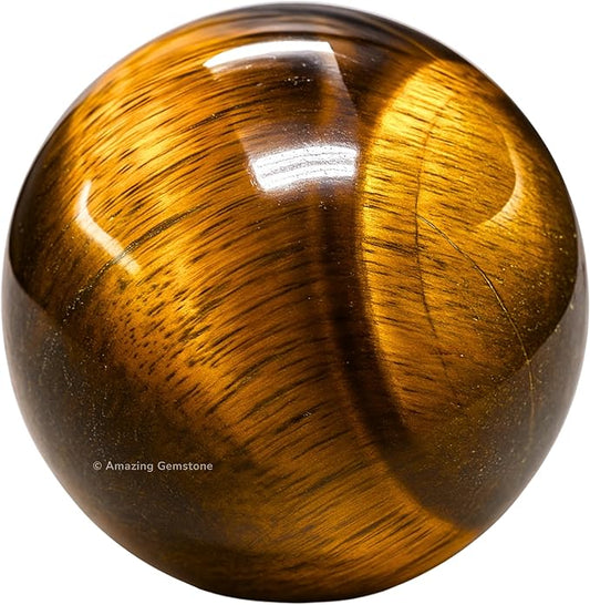 Amazing Gemstone Tiger Eye Crystal Ball with Stand - 1.5 Inches Crystal Sphere Meditation Balls for Witchcraft and Decorative Balls
