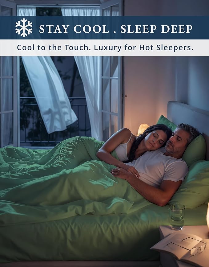 LANE LINEN 100% Egyptian Cotton Twin XL Sheets Set - 1000 Thread Count, Soft & Comfy Thick Fully Elasticized Mercerized Cotton Sheet Twin, No Pill Fade Resistant Elegant Jaquard - Iceberg Green