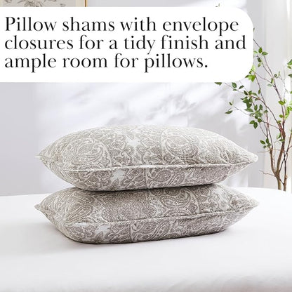 Southshore Fine Living, Inc. Ashanti Collection Oversized Queen Quilt Bedding Set, Prewash Fabric, Soft Coverlet 3-Piece with Two Matching Pillow Shams (98 in Wide x 98 in Long), Full/Queen, Bone
