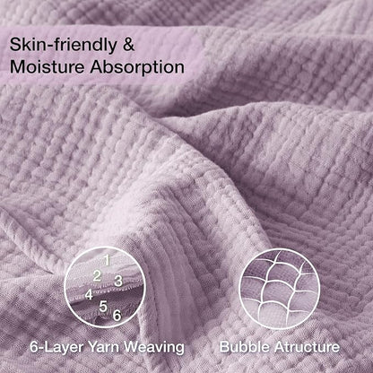 100% Cotton Muslin Blanket 50" x 60", Breathable and Lightweight Cotton Throw Blankets for Couch, Soft Cooling Summer Gauze Blanket for Adults All Season, Lavender