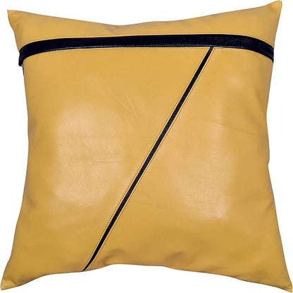 D DOLLY LAMB Lambskin Leather Pillow Cover - Sofa Cushion Case - Decorative Throw Covers for Living Room & Bedroom, 18x18 Inches - Camel Pack of 1