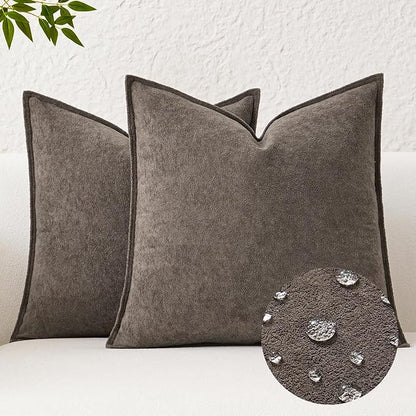 Kevin Textile Waterproof Decorative Pillow Covers Coco Brown 20x20 Inch Pack of 2 Soft Boucle Textured Throw Pillowcases Elegant Accent Pillows for Couch Sofa Chair Bed Home Decor Indoor Outdoor