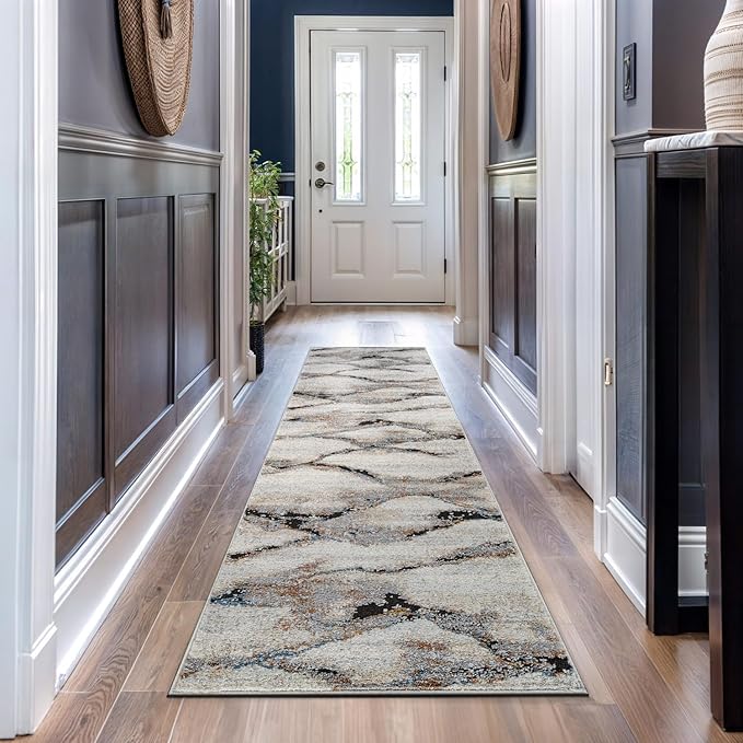 Rugshop Contemporary Gray Striated Area Rug Durable, Kid & Pet Friendly 2' 3" x 12' Runner Ideal for Hallway, Kitchen, Entryway, or Behind The Sofa