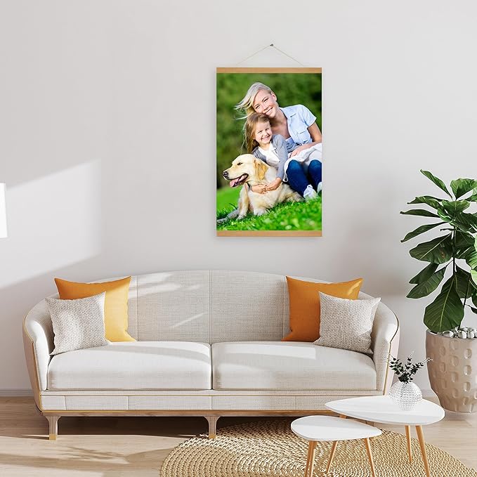 SZDHHH Custom Photo Prints with Magnetic Hanger Frame Canvas Poster Prints With Your Photos Personalized Hanging Poster Pictures Wall Art Decor Framed for Home Decor Gifts Keepsakes (30" Lx20 W)