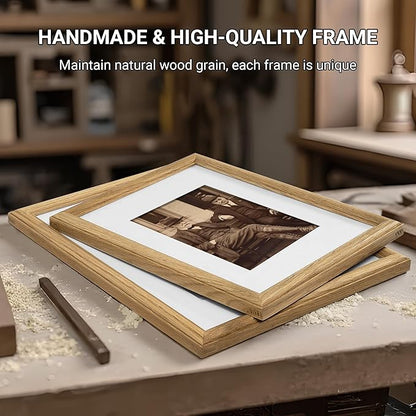 Heimlove 11x17 Picture Frame,11 x 17 Solid White Oak Photo Frame Matted to 8x12 with Tempered Glass,11"x14" Handcrafted wood Poster Frame,Vertical or Horizontal Wall Hanging Display,1 Pack