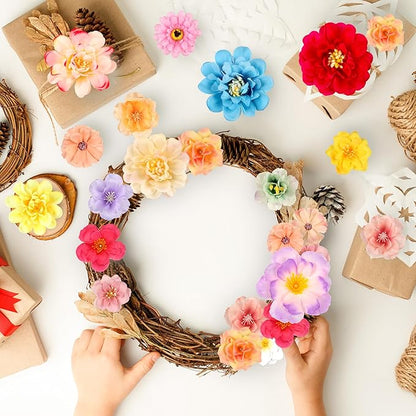 210 Pcs Mini Silk Flower Heads Small Fake Rose Daisy Faux Flowers Bulk for Crafts Artificial Loose Fabric Flowers Heads Sunflower Bulk for Wedding Hair Cap Dresses Decorations (Bright Pink Mixed)