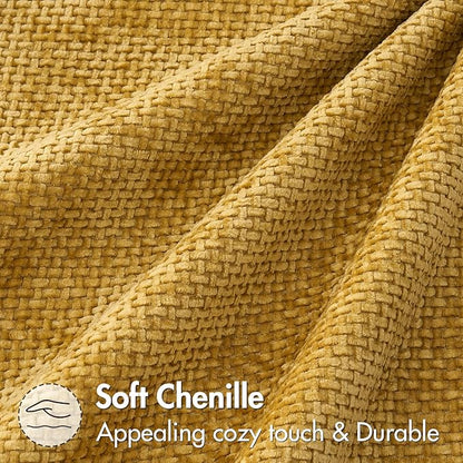 MIULEE Pack of 2 Euro Sham Pillow Covers 24x24 Inch Neutral Gold Modern Boho Accent Decorative Throw Pillow Covers Soft Chenille Farmhouse Cushion Covers for Home Decor Couch Bed Sofa Living Room