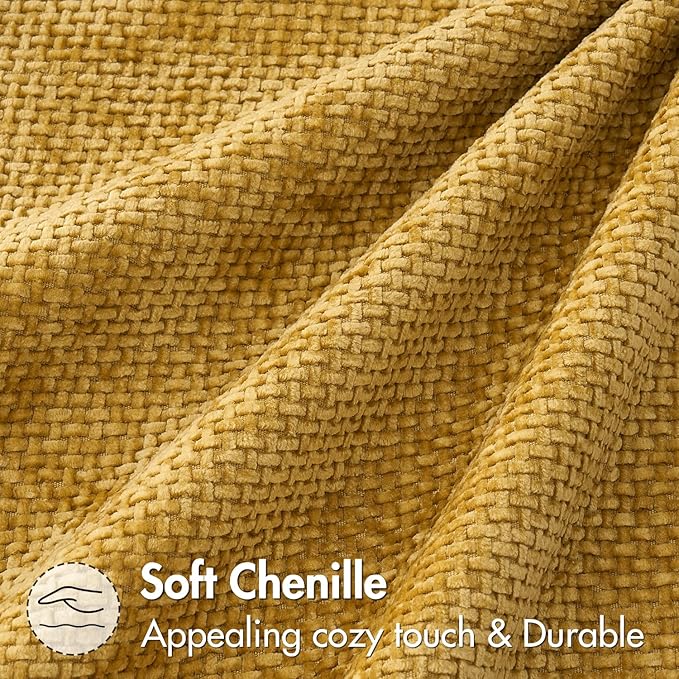 MIULEE Pack of 2 Couch Throw Pillow Covers 22x22 Inch Neutral Gold Modern Boho Accent Decorative Pillow Covers Soft Chenille Farmhouse Cushion Covers for Home Decor Bed Sofa Living Room
