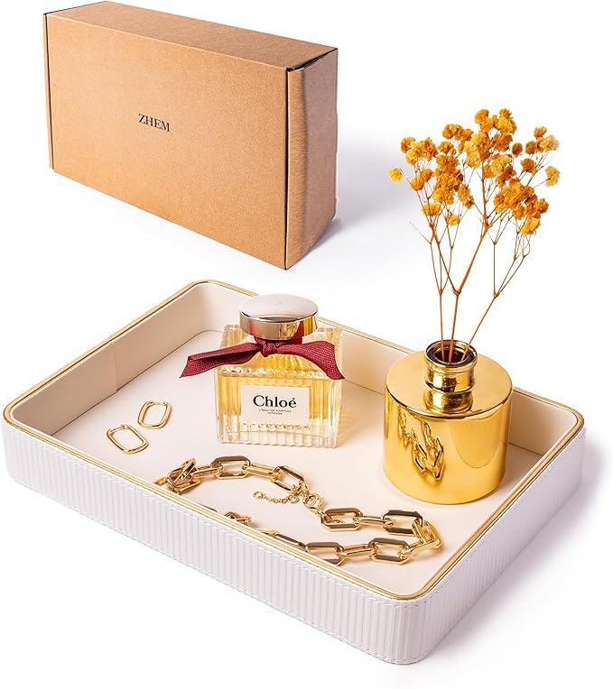 Perfume Tray Valet Tray Night Stand Bedside Organizer| Perfume Organizer Catchall| Perfume Trays for Dresser Vanity Tray for Dresser Countertop| Perfume Holder| Nightstand Organizer Women