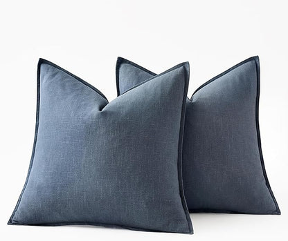 MIULEE Decorative Linen Pillow Covers 22x22 Inch Blue Ashes Boho Farmhouse Neutral Couch Throw Pillows for Bed Pack of 2 Accent Modern Pillowcase Sofa Livingroom Home Decor
