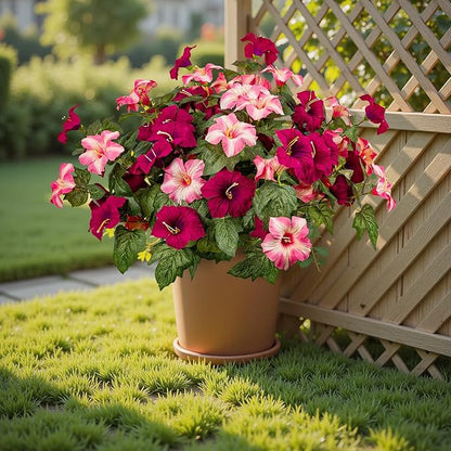 19 Inch Artificial Flowers for Outdoor Indoor Garden Home Decoration,Faux Flower for Home Office Garden Patio Balcony 4 Bundles (Rose red Pink)