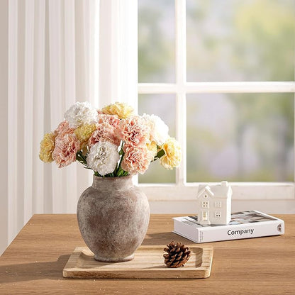 Ceramic Flower Vases Home Decor, 7.4 Inch Rustic Farmhouse Decorative Vase Pottery Pampas Grass Vases for Decor Table Living Room Entryway Mantel Bookshelf Bedroom Bathroom Kitchen - Rustic