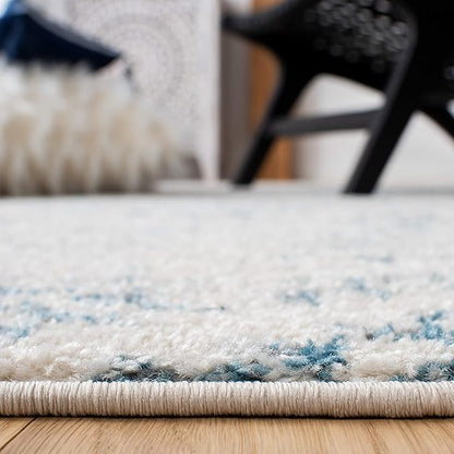 SAFAVIEH Area Rug 8x10 - Tulum Collection - Large - Ivory & Turquoise, Moroccan Boho Tribal Design, Non-Shedding & Easy to Clean, Ideal for Living Room, Bedroom, Dining Space (TUL272E)