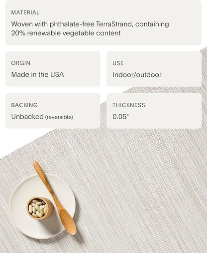 Chilewich Bamboo Placemats Set of 4 - Woven Oval Placemats - Reusable, Stain-Resistant, Indoor/Outdoor Tabletop Protection - 19" x 14" - Coconut