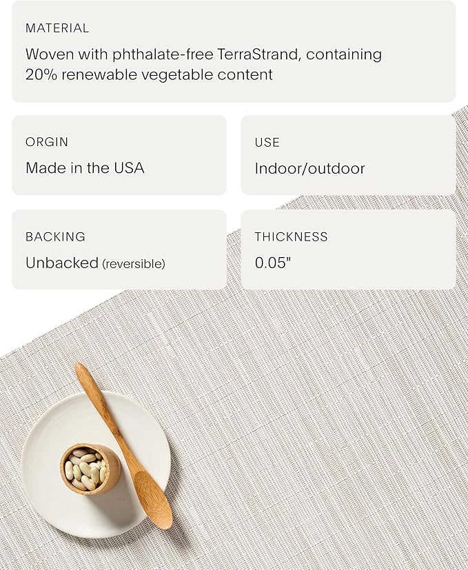 Chilewich Bamboo Placemats Set of 4 - Woven Rectangle Placemats - Reusable, Stain-Resistant, Indoor/Outdoor Tabletop Protection - 18.5" x 13.5" - Coconut