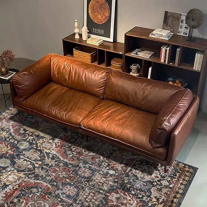 RUGSURE Washable Area Rugs - Perfect for Living Room, Bedroom, Kids Room, Nursery - Stain & Water Resistant Non-Slip, Pet & Child Friendly, Vintage Tribal Area Rugs (Rust, 6' x 9')