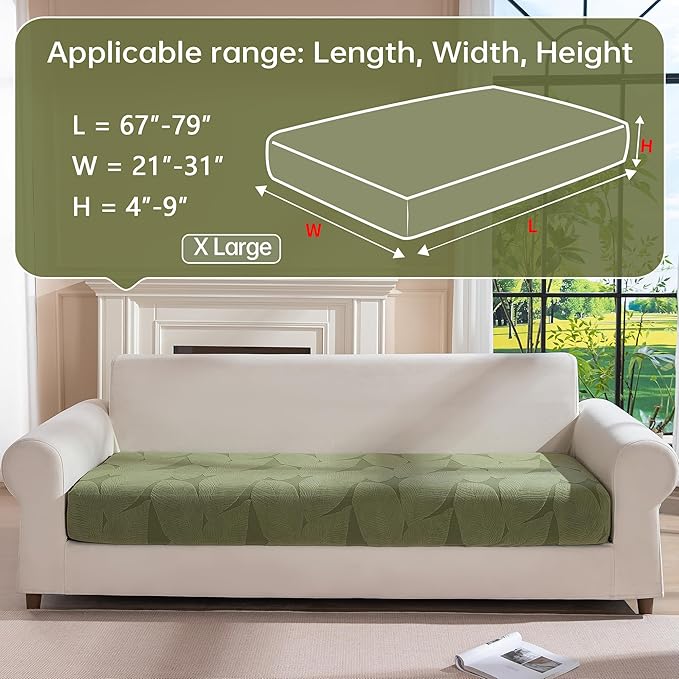 Couch Covers for Sectional Sofa, Washable Stretch Soft Sofa Cushion Covers L Shape Sofa Slipcovers Anti Slip Furniture Decor Protector for Pets (1PC X Large Sofa Cover,Green)