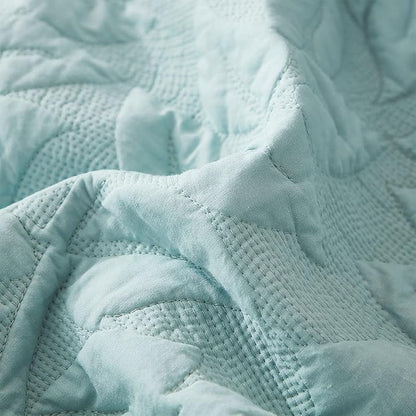 MarCielo 3-Piece 100% Cotton Oversized Bedspread Lightweight Quilt Coverlet Embroidery Farmhouse Bedding Set T0 (Aruba Blue, Oversized King (118"x106"))