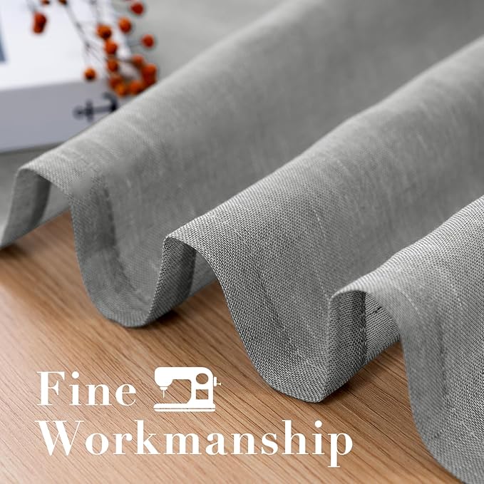 H.VERSAILTEX Linen Sheer Curtains 72 Pair Set Linen Textured Semi-Sheer Curtains Nickel Grommet Window Treatment Panels for Living Room, Open Weave - 52" W x 72" L, Grey