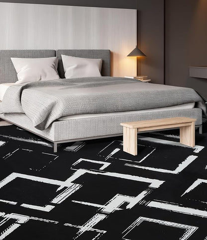 YIHOUSE Black Modern Geometric Area Rug 8x10, Black and White Rug with Abstract Diamond Patterns,Non-Shedding Washable Rugs for Bedroom, Home Office and Living Room