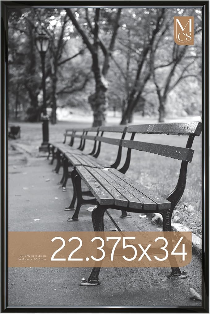 MCS Trendsetter 22.75x34 Poster Frame Black High-Gloss, Vertical & Horizontal Wall Hanging Large Picture Frame for Photos, Posters & Art Prints (1-Pack)
