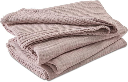 EMME Cotton Muslin Twin XL Blanket Breathable Gauze Soft Lightweight Blankets Adults Gifts for Women (Heather Dusty Pink, 66"x90")