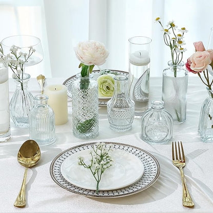 CUCUMl 24 Pack Glass Bud Vases in Bulk for Centerpieces, Clear Vintage Decorative Small Vases for Flowers, Wedding Rustic Home Table Decor