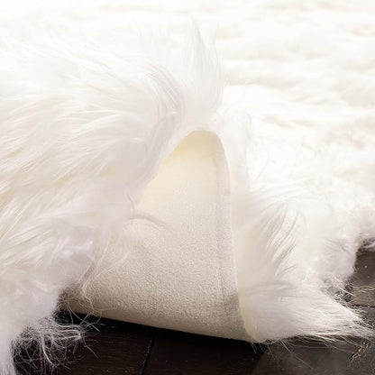 SAFAVIEH Faux Sheep Skin Collection Runner Rug - 2' x 6', Ivory, Silken Glam Design, Non-Shedding & Easy Care, 2.35-inch Thick Ideal for High Traffic Areas in Living Room, Bedroom (FSS235A)