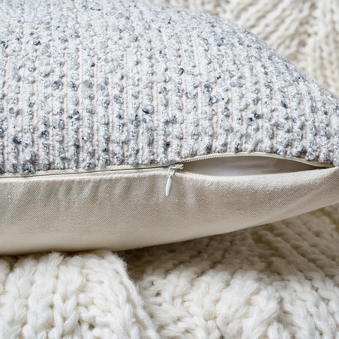 12x20 Blue Lumbar Pillow Cover Textured Boucle Striped Chic Morden Boho Accent Farmhouse Rectangular Decorative Couch Pillow Case for Home Decor Bed Sofa Living Room