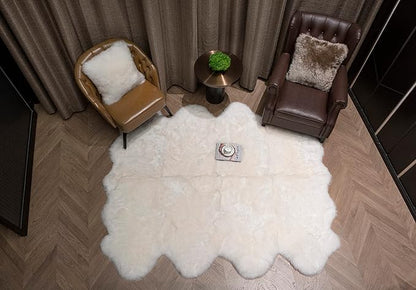 WaySoft New Zealand Sheepskin Area Rug – Genuine Fluffy Wool, Multiple Sizes, Bedroom or Living Room Decor(6ft x 7ft,Ivory)