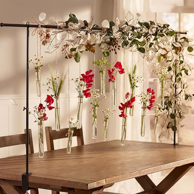 Hillban 24 Pcs Plant Propagation Tubes Spring Party Decoration Plastic Wall Planter Hanging Vase Propagation Station with Rope for Hydroponic Spring Home Garden Birthday Wedding Tea Party Decoration