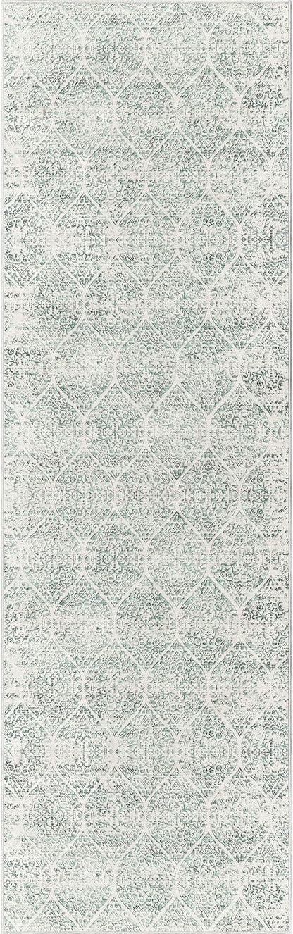 Washable Runner Rug, 2.5'x8' Vintage Kitchen Runners Non-Slip Foldable Hallway Runner Rug for Entryway, Laundry, Bedroom, Light Blue