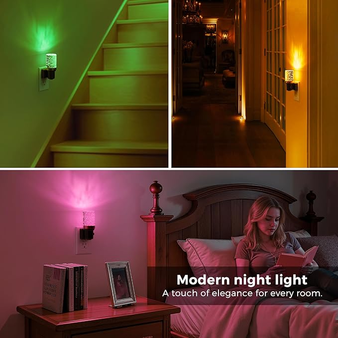 L LOHAS LED Night Light, Dimmable Night Lights Plug into Wall, Color Changing Nightlight RGB with Auto Light Sensor for Halloween, Christmas, Holiday, Hallway Bedroom Kids Room