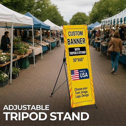 Custom Banner With X Stand By Dreamcontroller(30" X 65") | Personalized X Banner Stand For Advertising, Stores, Tradeshow, Restaurant, Event, Birthday & Party | Made In Usa | Fast Delivery | Hd Print