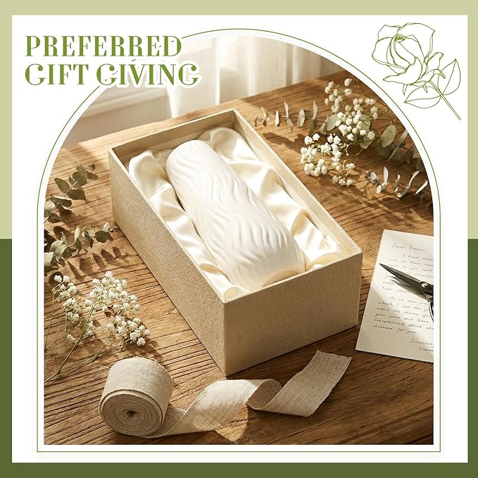 Qinyoung White Ceramic Bud Vase Set of 8, 8'' Small White Flower Vase for Centerpieces Floral Decor for Wedding Party Dining Table Home Decoration (Modern)