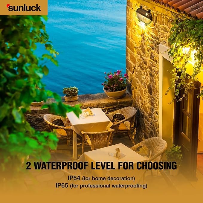 Sunluck Brass Nautical Bulkhead Light,Grid Oval Wall Light,Brass Half Cover Lampshade,Ceiling Mount Light,Waterproof IP65,Rust Resistant,for Wet Location Bath,Seaside,Ship,Basement