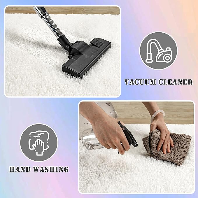 Fluffy Runner Rugs for Bedroom Hallways, 2x6 Runners for Hallways Fluffy Shag Throw Area Rug Non Slip for Bedside Dorm, Shag Rugs for Girls Boys Bedroom, Floor Carpet Runner for Kids Dorm, Cream White