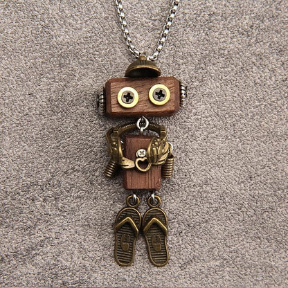 Leather Necklace for Women Boho Choker Necklace Long Cord Leather Pendant Bohemian Neckalce Vintage Alloy Pendant Leather Rope Necklace Wooden Necklaces for Women