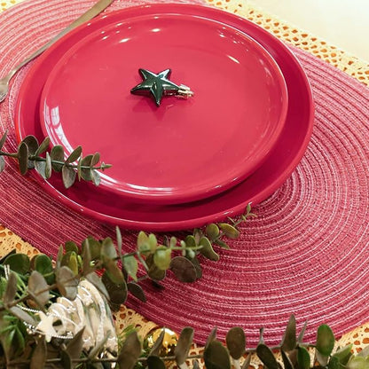 Noctiflorous Oval Braided Placemats Set of 8 Woven 12x18 Inch Non Slip Washable Heat Resistant Place Mats Tablemats for Dining Kitchen Party Daily Table Decor Dinner Mats (Raspberry Pink, 8)