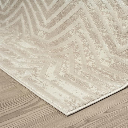Abani Terra Cream 2' x 3' Area Rug for Living Room, Bedroom - Geometric Lines Pattern - Durable & Easy to Clean